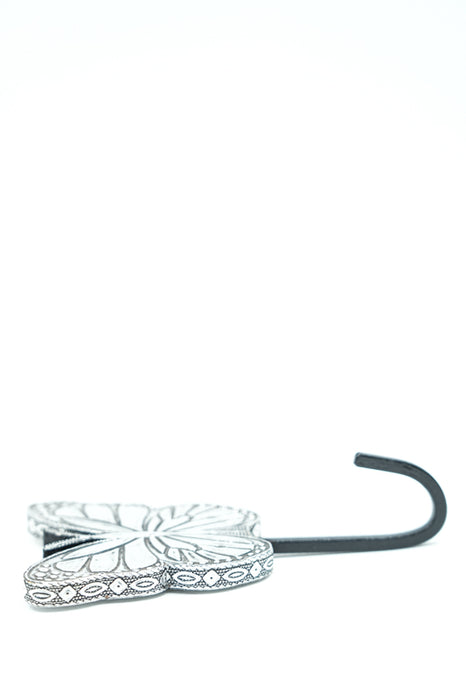 Patère papillon argentée 10x15 cm