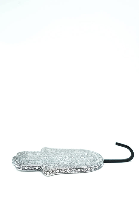 Patère argentée Main de Fatma 11,5x14 cm