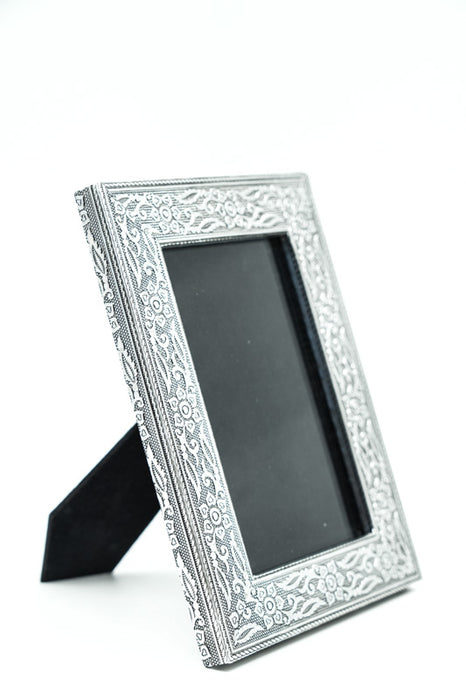 Bilderrahmen silberfarben Blumen 18x15 cm