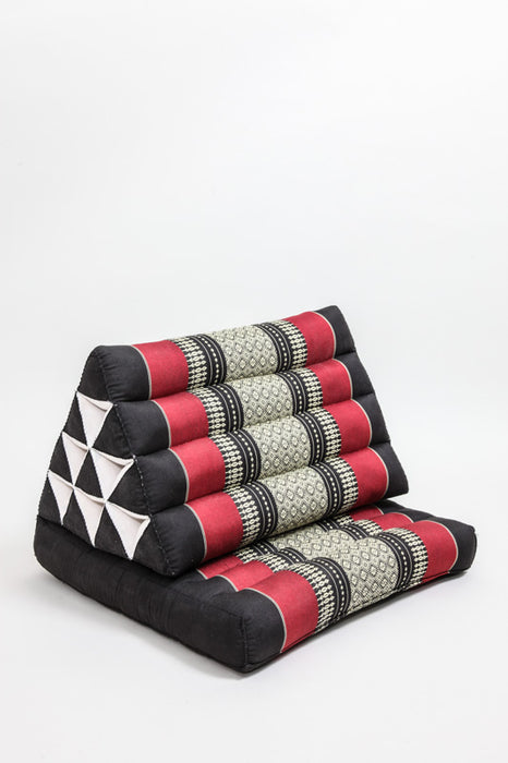 Kapok Thaikissen - Dreieckskissen mit einer Matte schwarz/rot 50 x 80 cm