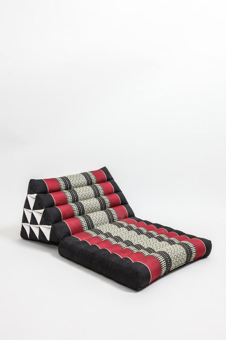 Kapok Thaikissen - Dreieckskissen mit einer Matte schwarz/rot 50 x 80 cm