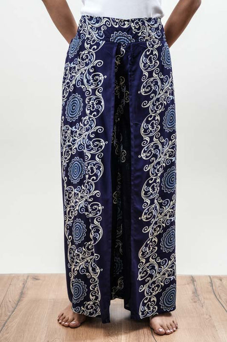 Sarouel ouvert sur le côté, rayonne imprimée, assorti - Taille unique