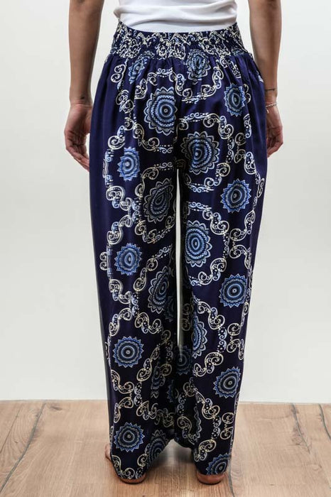 Sarouel ouvert sur le côté, rayonne imprimée, assorti - Taille unique