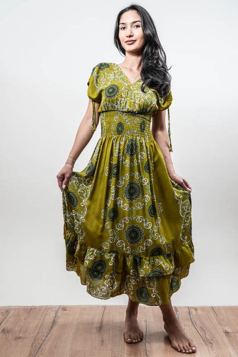 Robe à manches courtes en rayonne Mohiga, assortie - Taille unique