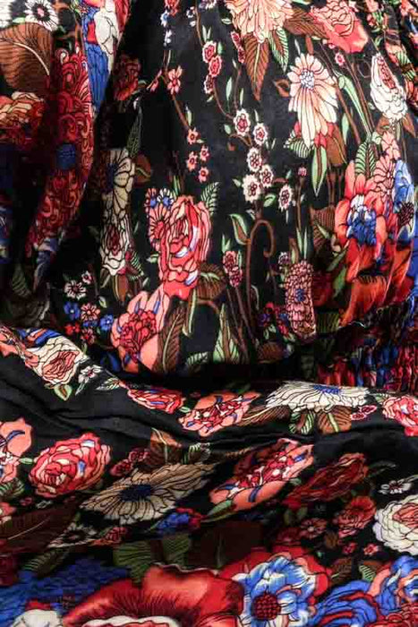 Top Carmen en rayonne à motifs assortis - Taille unique