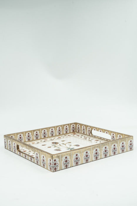 Serving tray MDF with digital floral print 25x25x4 cm