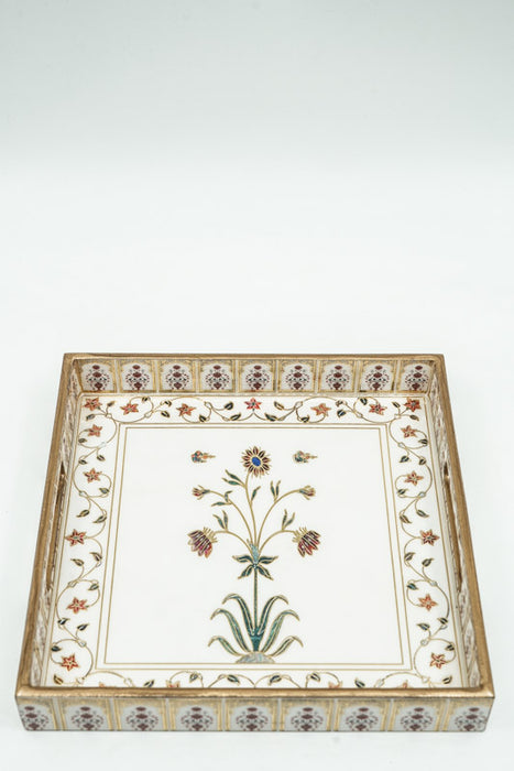 Serving tray MDF with digital floral print 25x25x4 cm