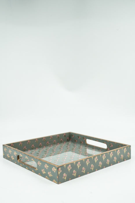Serving tray MDF with digital flower print 25x25x4 cm