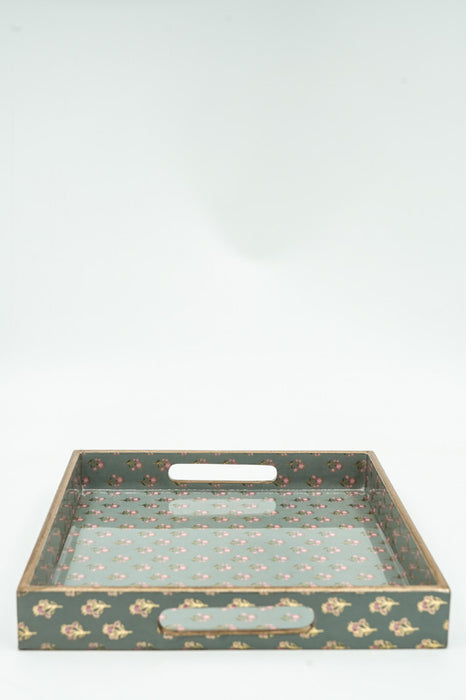 Serving tray MDF with digital flower print 25x25x4 cm