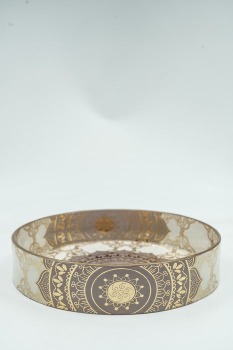 Serving tray round MDF with digital mandala print 25x5 cm