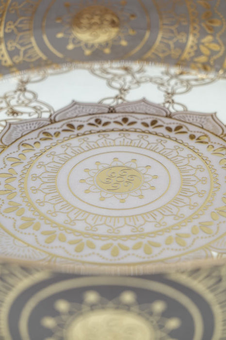 Serving tray round MDF with digital mandala print 25x5 cm