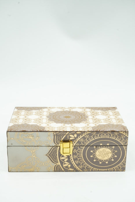 MDF box with lock and digital mandala print 20x12.5x7.5 cm