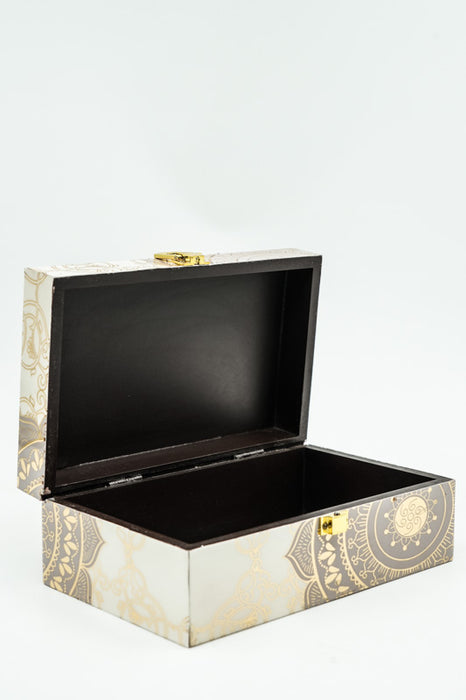 MDF box with lock and digital mandala print 20x12.5x7.5 cm