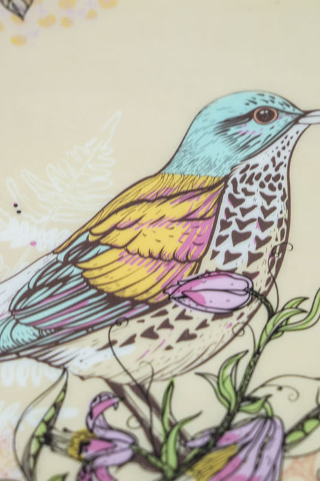 MDF jewelry box with lock and digital bird print 15x15x8.75 cm