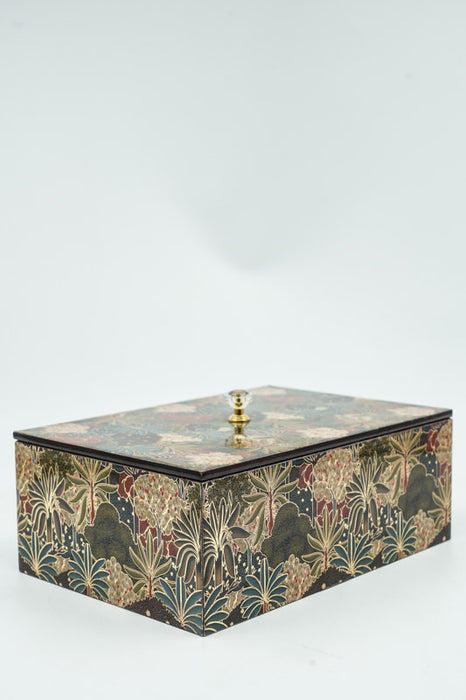 Boîte à sachets de thé en MDF avec impression numérique de prairie fleurie 23,75 x 16,75 x 8,75 cm