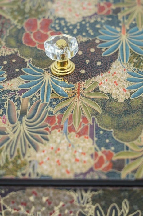 Boîte à sachets de thé en MDF avec impression numérique de prairie fleurie 23,75 x 16,75 x 8,75 cm