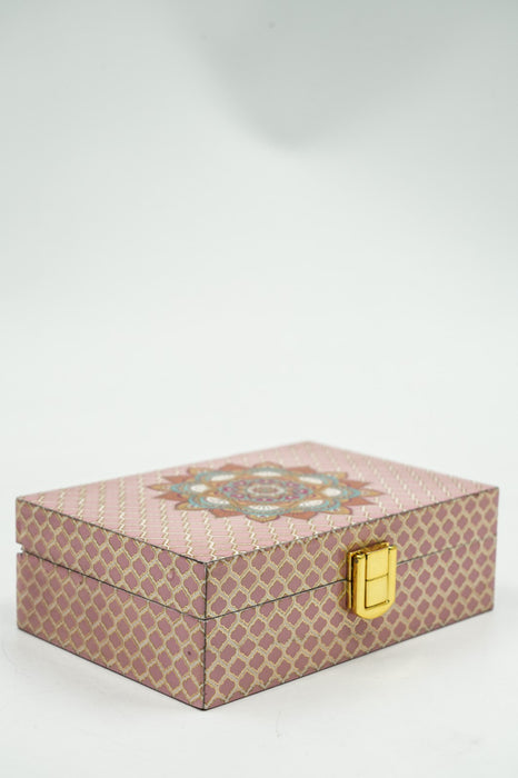 Coffret à bijoux en MDF avec serrure et impression numérique mandala 15x10x5 cm