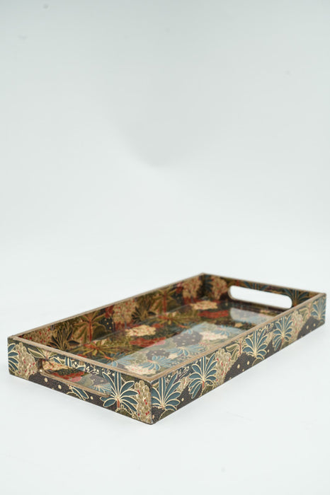 Rectangular MDF serving tray with digital flower meadow print 32.5x17.5x3.75 cm