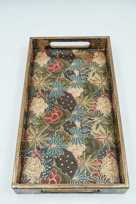 Rectangular MDF serving tray with digital flower meadow print 32.5x17.5x3.75 cm