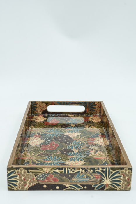 Rectangular MDF serving tray with digital flower meadow print 32.5x17.5x3.75 cm