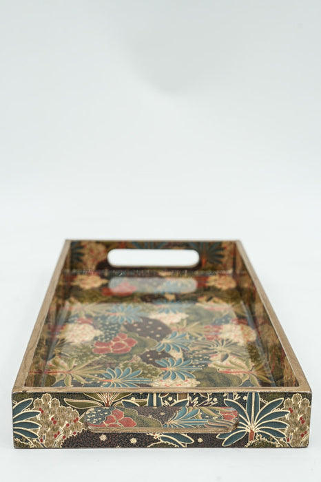 Rectangular MDF serving tray with digital flower meadow print 32.5x17.5x3.75 cm