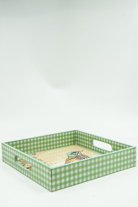 Serving tray MDF with digital bird print 25x25x5 cm