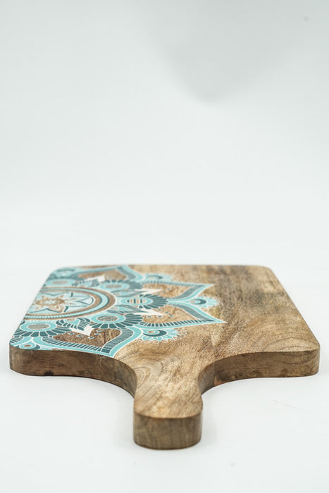 Planche à découper en bois de manguier avec impression numérique mandala 35x20 cm
