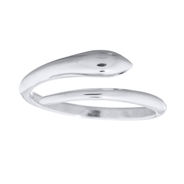 Bague argent serpent zircone noire