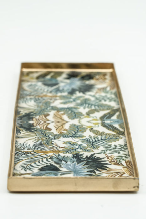 Serviertablett emailliert Blätterwald 27x10 cm