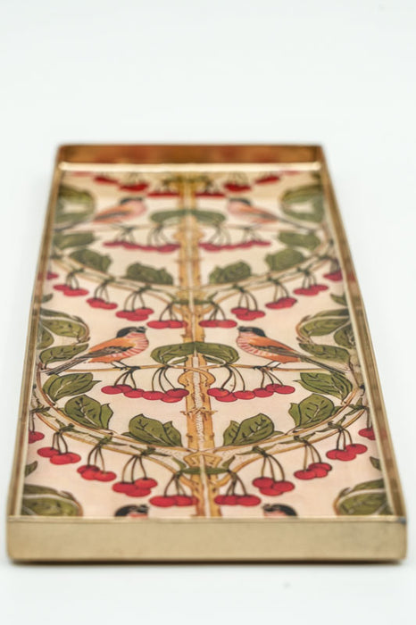 Serviertablett emailliert Vögel/Beeren 27x10 cm