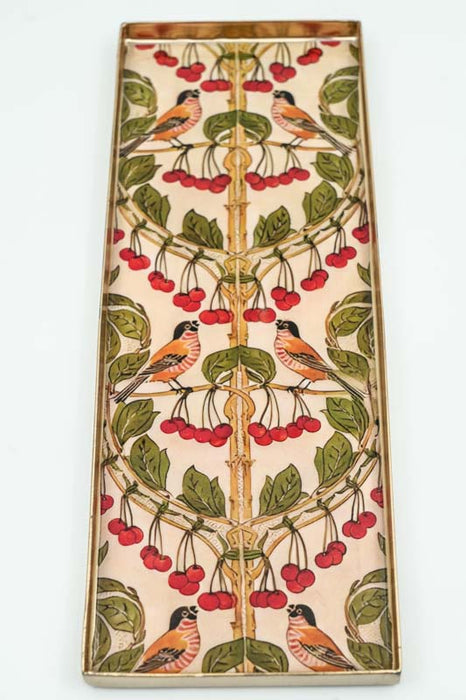 Serviertablett emailliert Vögel/Beeren 27x10 cm