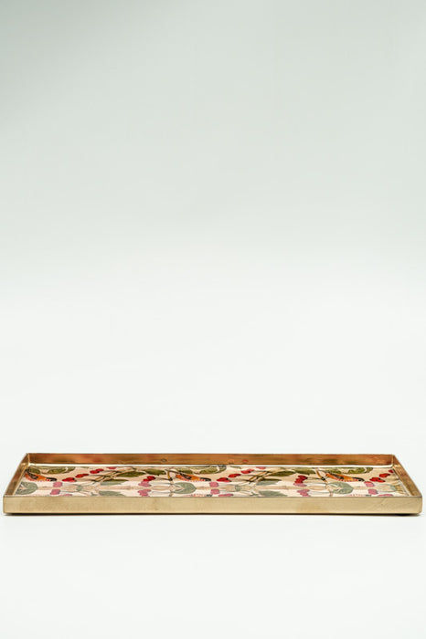 Serviertablett emailliert Vögel/Beeren 27x10 cm