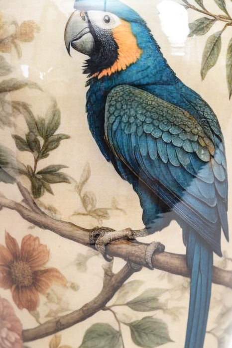 Tischlampe emailliert mit Papagei 34x60 cm