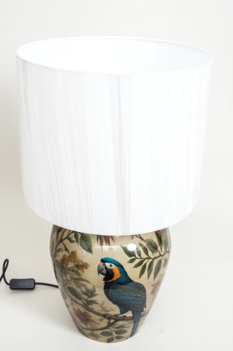 Tischlampe emailliert mit Papagei 34x60 cm