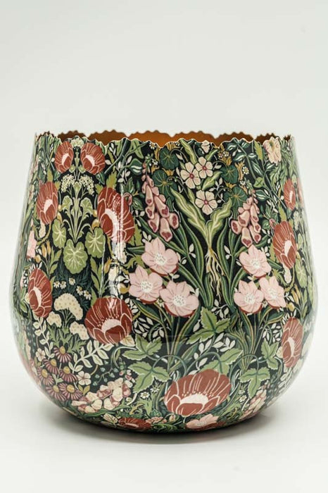 Blumenübertopf rund emailliert Blumenmeer 25x22cm