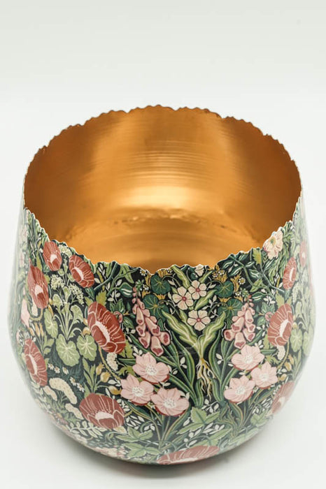 Blumenübertopf rund emailliert Blumenmeer 25x22cm