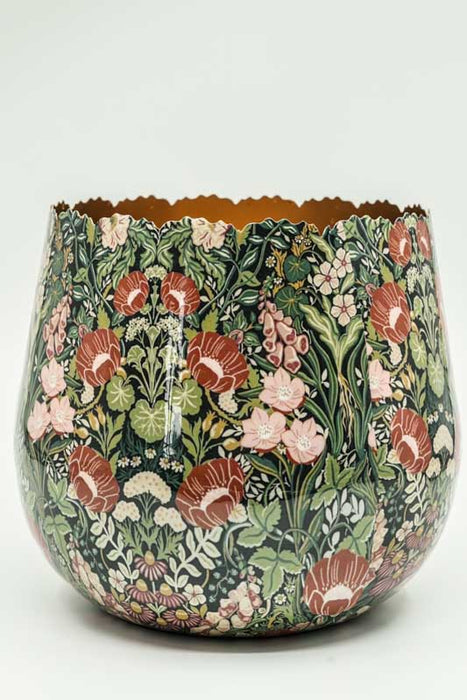 Blumenübertopf rund emailliert Blumenmeer 25x22cm