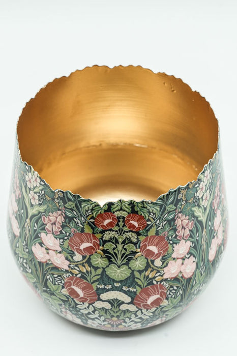 Blumenübertopf rund emailliert Blumenmeer 20x19cm