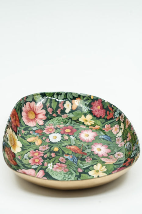 Serviertablett emailliert oval Blumenmeer 27x17 cm