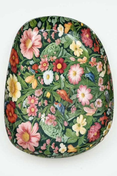 Serviertablett emailliert oval Blumenmeer 27x17 cm