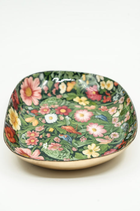 Serviertablett emailliert oval Blumenmeer 20x13 cm