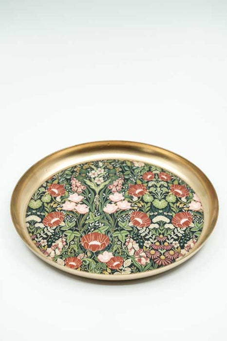 Serviertablett emailliert rund Blumenmeer 23x23 cm