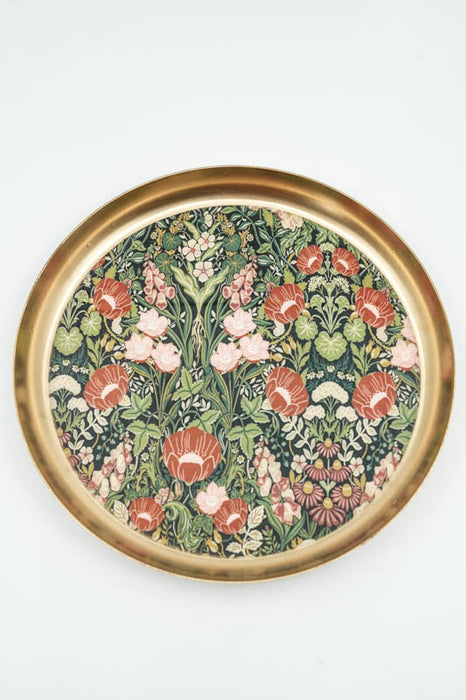 Serviertablett emailliert rund Blumenmeer 23x23 cm