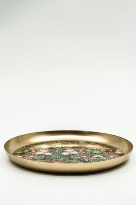 Serviertablett emailliert rund Blumenmeer 23x23 cm