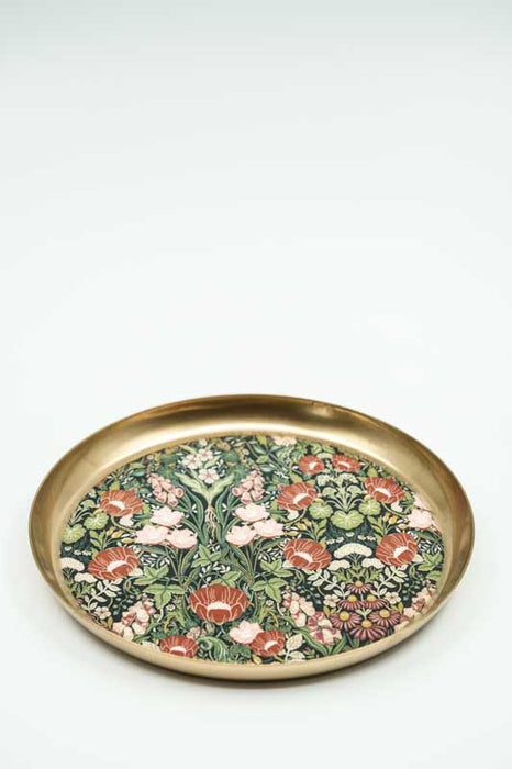 Serviertablett emailliert rund Blumenmeer 18x18 cm