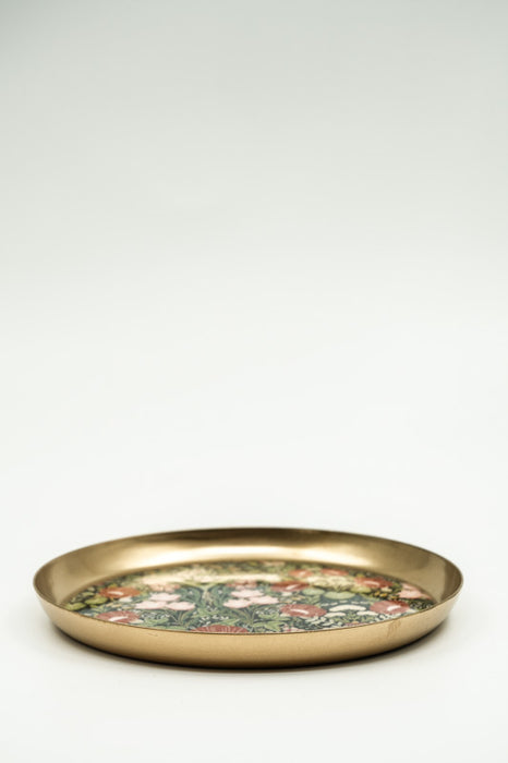 Serviertablett emailliert rund Blumenmeer 18x18 cm