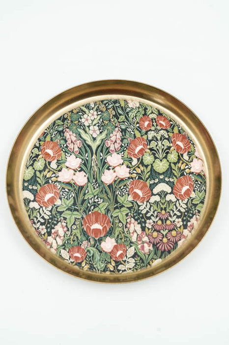 Serviertablett emailliert rund Blumenmeer 18x18 cm