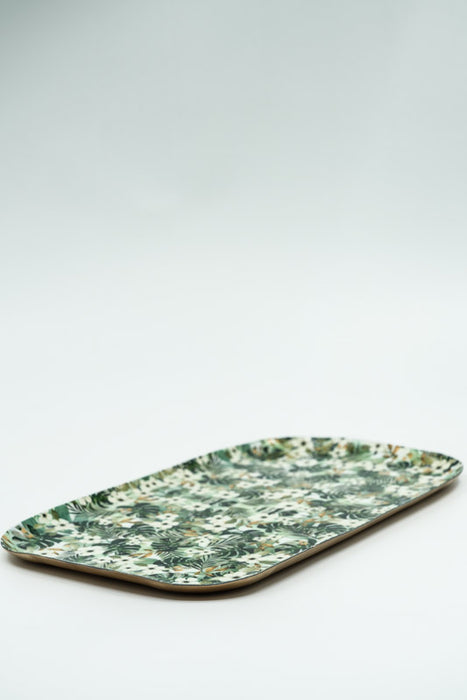 Serviertablett emailliert Blumen/Blätter 30x17 cm