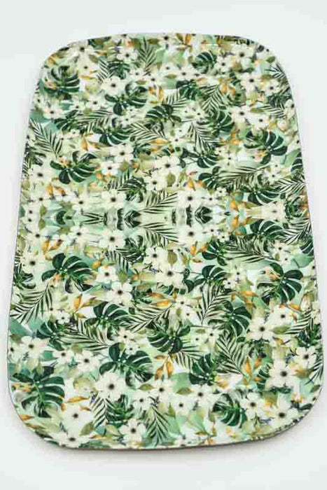 Serviertablett emailliert Blumen/Blätter 30x17 cm