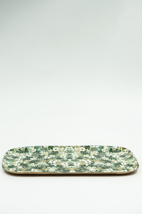 Serviertablett emailliert Blumen/Blätter 30x17 cm